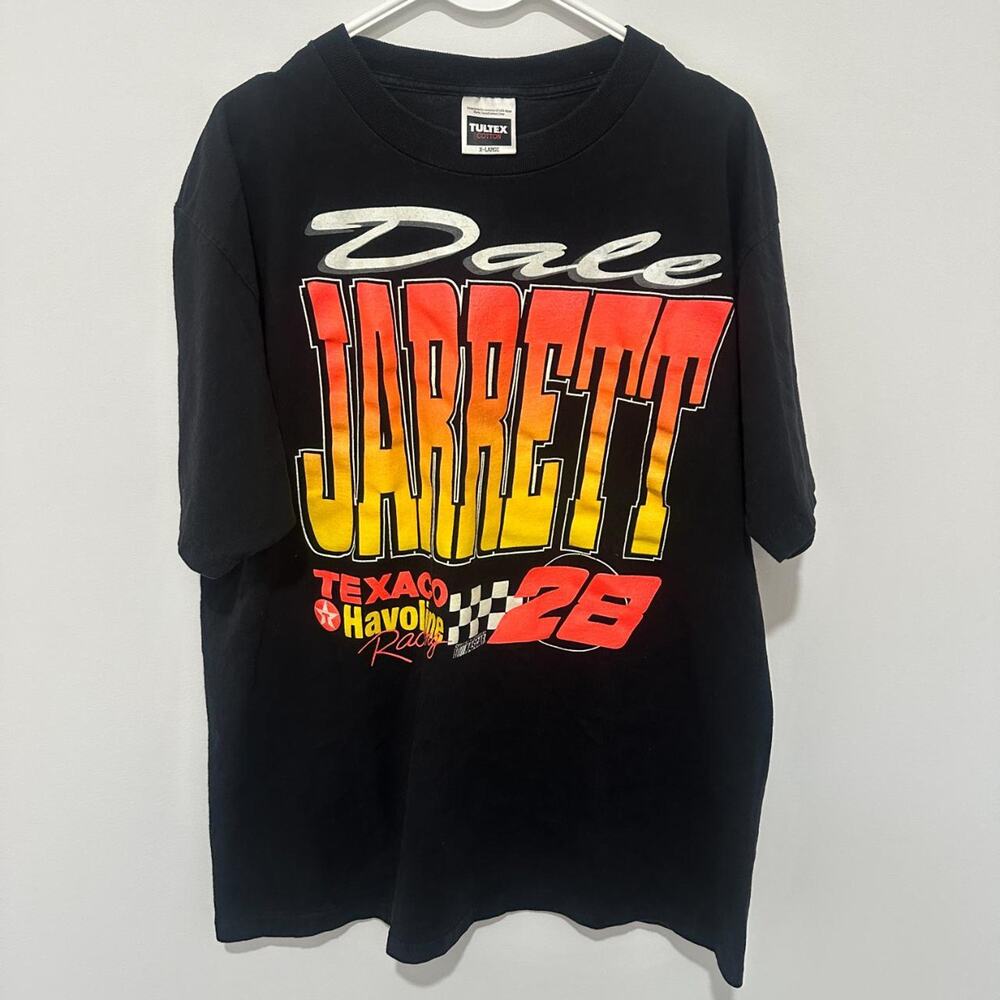 Tultex Black Dale Jarrett Graphic Tee with Red and Yellow Print